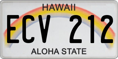 HI license plate ECV212