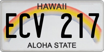 HI license plate ECV217
