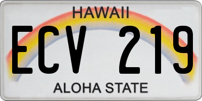 HI license plate ECV219