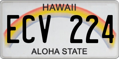 HI license plate ECV224