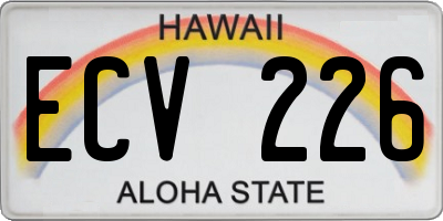 HI license plate ECV226