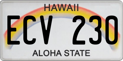HI license plate ECV230