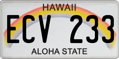 HI license plate ECV233