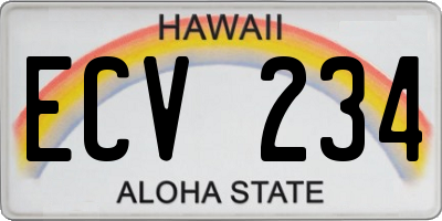 HI license plate ECV234