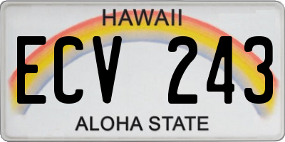 HI license plate ECV243