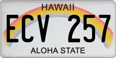 HI license plate ECV257