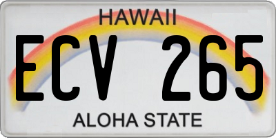 HI license plate ECV265