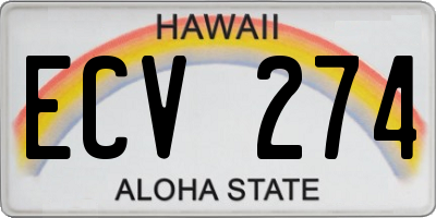 HI license plate ECV274