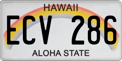 HI license plate ECV286
