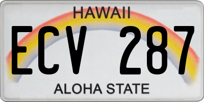 HI license plate ECV287