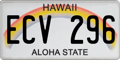 HI license plate ECV296