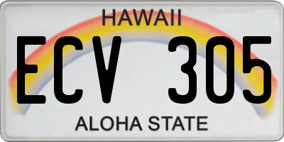 HI license plate ECV305