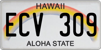 HI license plate ECV309
