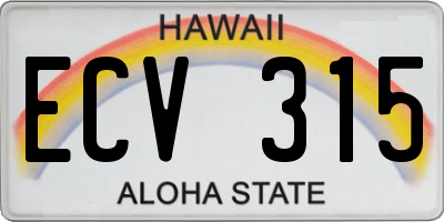 HI license plate ECV315