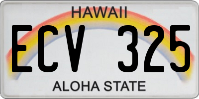 HI license plate ECV325