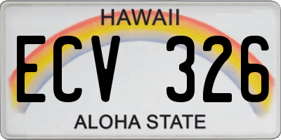 HI license plate ECV326