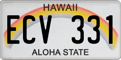 HI license plate ECV331
