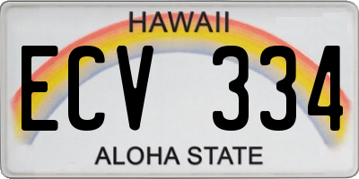 HI license plate ECV334