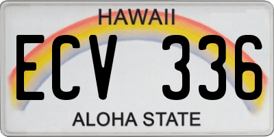 HI license plate ECV336