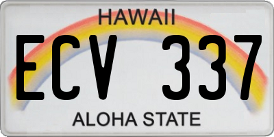 HI license plate ECV337
