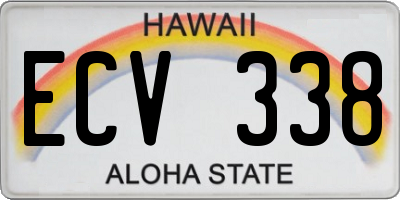 HI license plate ECV338