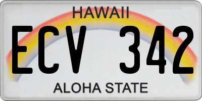 HI license plate ECV342