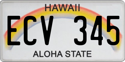 HI license plate ECV345