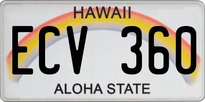 HI license plate ECV360
