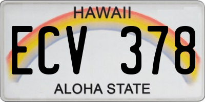 HI license plate ECV378
