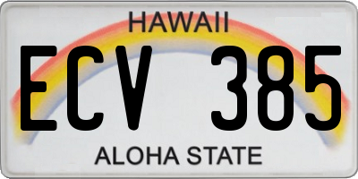 HI license plate ECV385