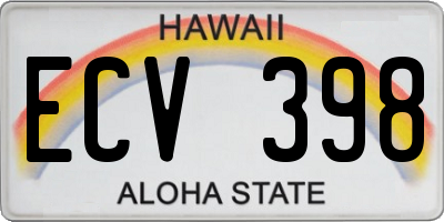 HI license plate ECV398