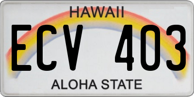 HI license plate ECV403