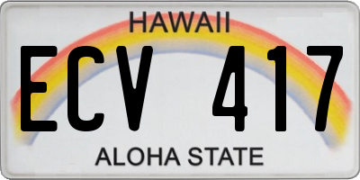 HI license plate ECV417
