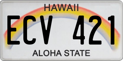 HI license plate ECV421