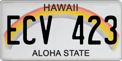 HI license plate ECV423