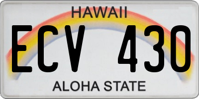 HI license plate ECV430