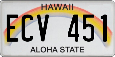 HI license plate ECV451