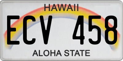 HI license plate ECV458