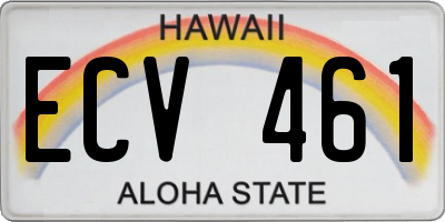 HI license plate ECV461