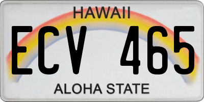HI license plate ECV465