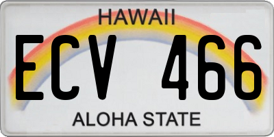 HI license plate ECV466