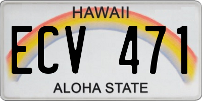 HI license plate ECV471