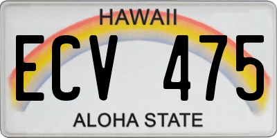HI license plate ECV475