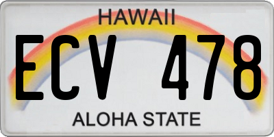 HI license plate ECV478