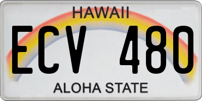 HI license plate ECV480