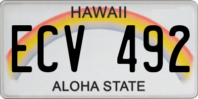 HI license plate ECV492