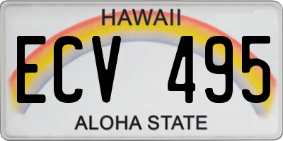 HI license plate ECV495