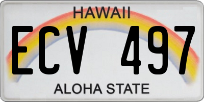 HI license plate ECV497