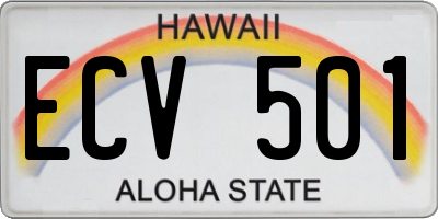 HI license plate ECV501