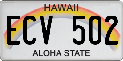 HI license plate ECV502